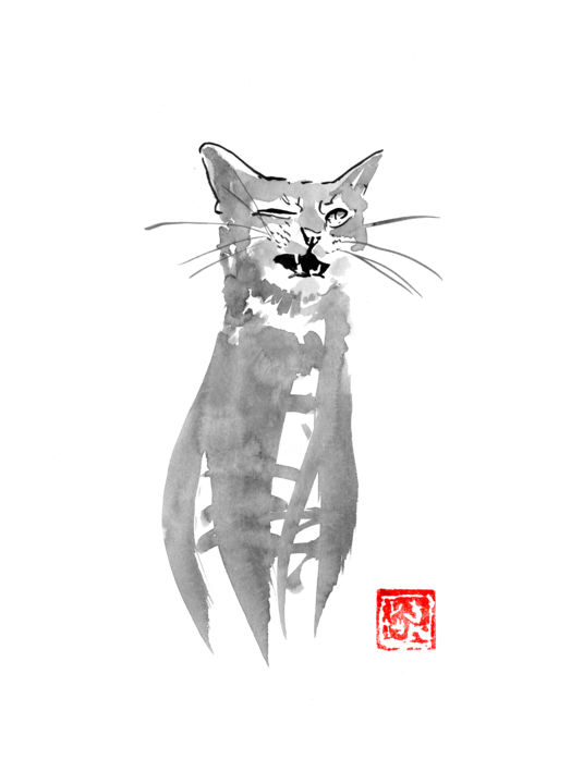 cat meowing drawing