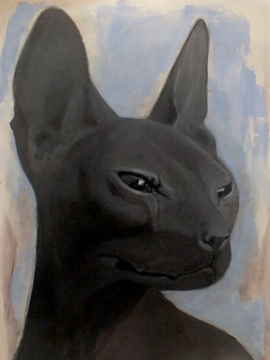 Pittura intitolato "Lucky black cat" da Vanja Marojevic, Opera d'arte originale, Acrilico
