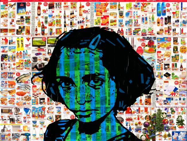 Collages titled "Girl" by Nikolai Vasilev, Original Artwork