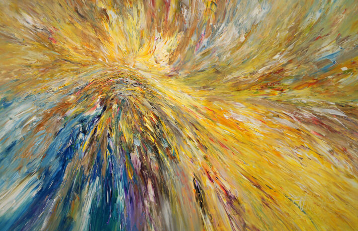 Painting titled "Yellow Energy XL 2" by Peter Nottrott, Original Artwork, Acrylic