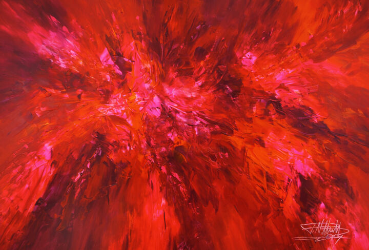 Painting titled "Deep Magenta Red XL…" by Peter Nottrott, Original Artwork, Acrylic