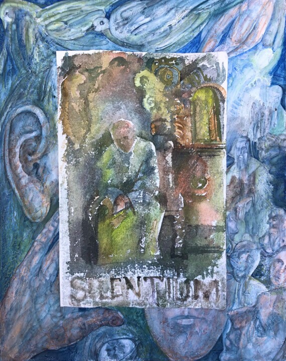 Malerei mit dem Titel "Silentium" von Peter Otlan, Original-Kunstwerk, Aquarell