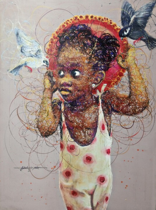 Pintura titulada "Pure heart" por Peter Agbadu, Obra de arte original, Acrílico