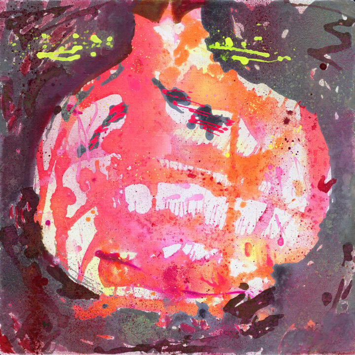 Painting titled "Juicy POMEGRANATE" by Petr Ldin, Original Artwork, Watercolor