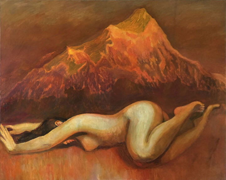 Painting titled "The Mountain" by Petr Ldin, Original Artwork, Oil