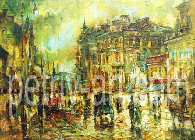 绘画 标题为“Городской пейзаж 6” 由Владимир Петрив, 原创艺术品, 油