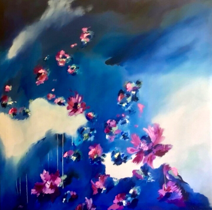 Painting titled "Azul spring" by Phil-Juan Masure, Original Artwork, Oil