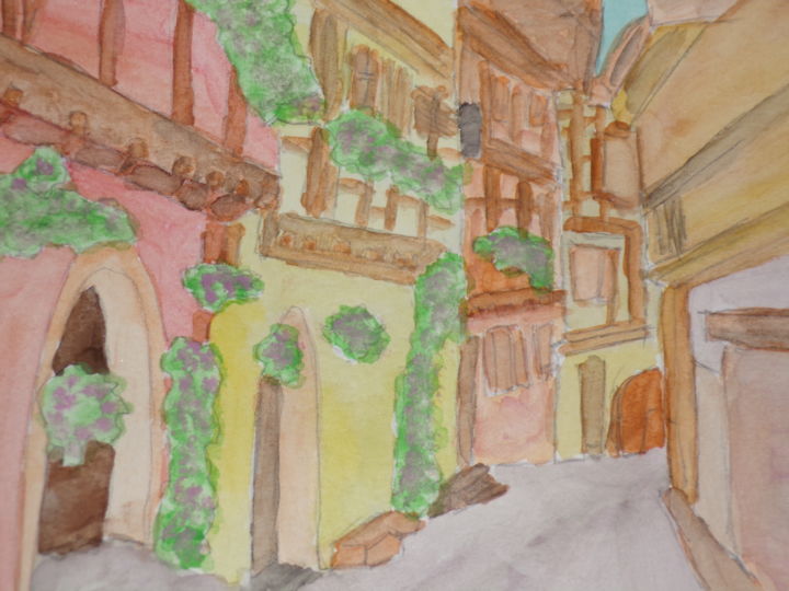 제목이 "Etude rue de villag…"인 미술작품 Philippe Reclus로, 원작, 수채화