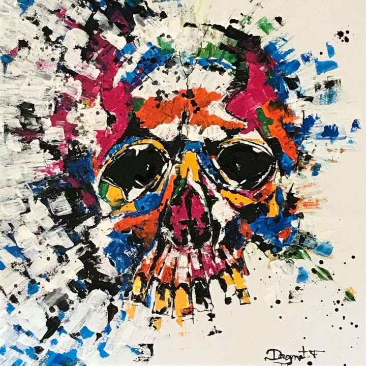 Pittura intitolato "Skull" da Fabienne Dagnet, Opera d'arte originale, Acrilico