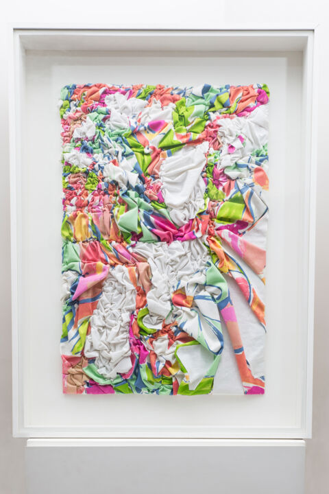 Art textile intitulée "Parez haut ." par Philippe Haniez, Œuvre d'art originale, Tissu Monté sur Panneau de bois
