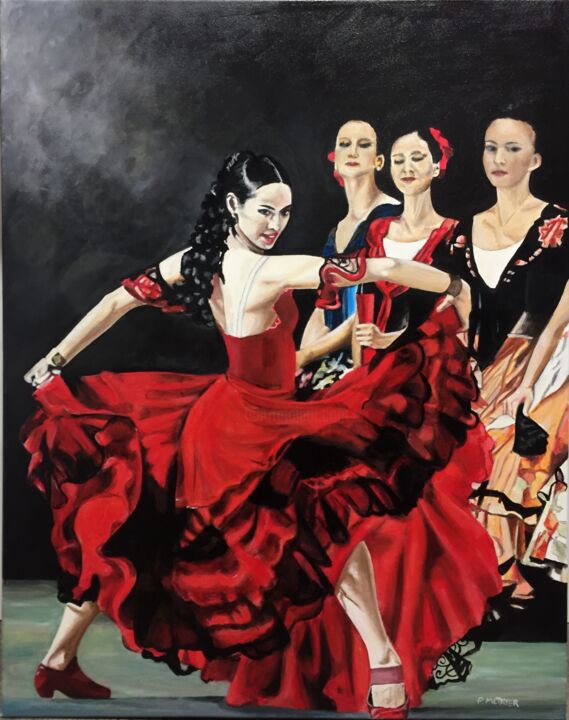 Painting titled "Flamenco" by Philippe Metayer, Original Artwork, Acrylic