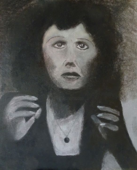 Peinture intitulée "Edith Piaf" par Caty Grenouilleau, Œuvre d'art originale, Pastel