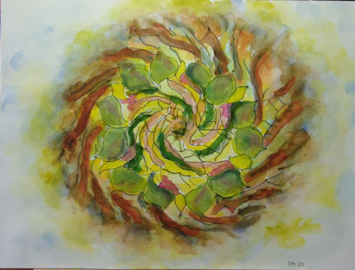 Peinture intitulée "coronavirus forme a…" par Philip Moreau, Œuvre d'art originale, Aquarelle
