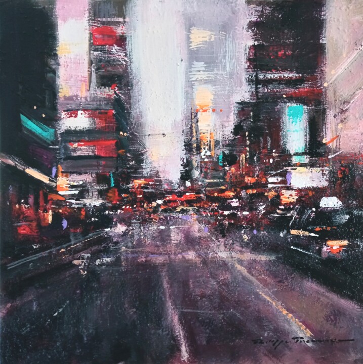 绘画 标题为“Times Square , n° 2…” 由Philippe Perennou, 原创艺术品, 丙烯 安装在木质担架架上