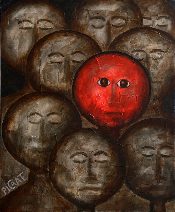 Pintura titulada ""Lucidité rouge"" por Picrate, Obra de arte original, Acrílico