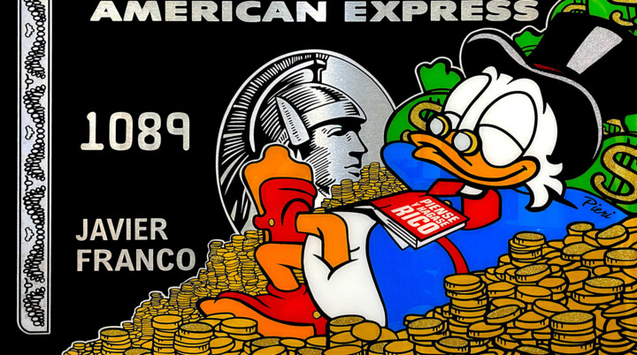 绘画 标题为“McDuck Amex Black P…” 由Pieri Gallery (Pieri), 原创艺术品, 丙烯 安装在木质担架架上