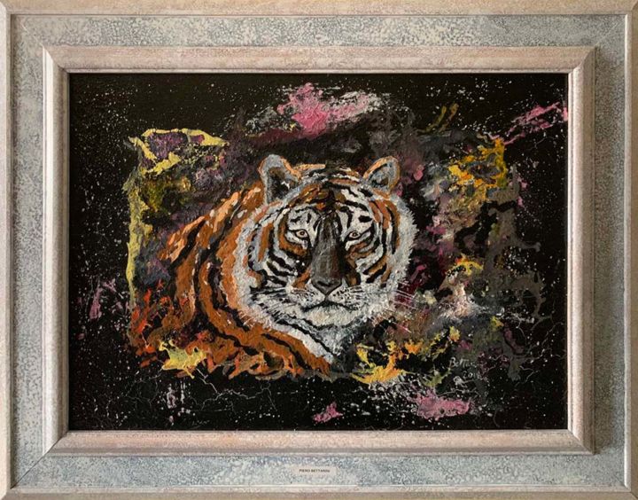 Schilderij getiteld "Tigre" door Piero Bettarini, Origineel Kunstwerk, Acryl