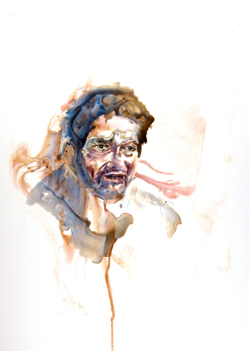 Pintura titulada "homme de la rue 22" por Pierre Alix, Obra de arte original, Acuarela
