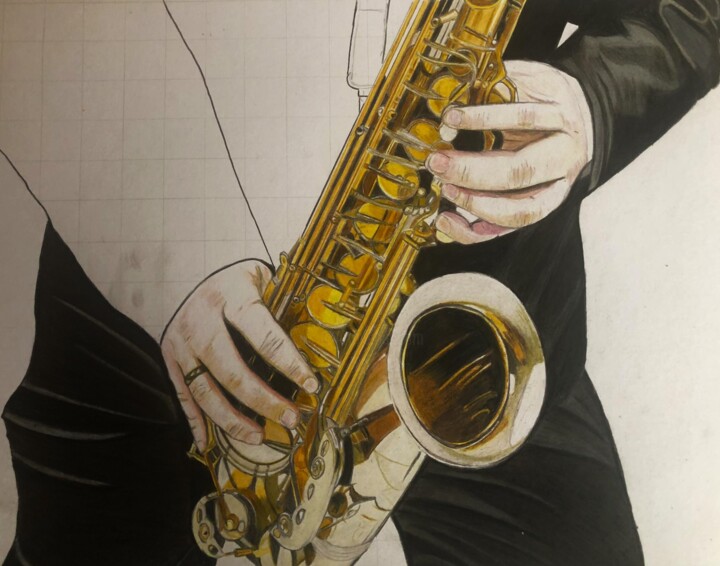 alto saxophone pencil drawing