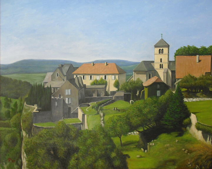 Pintura intitulada "Château-Chalon" por Pierre Collette, Obras de arte originais, Óleo