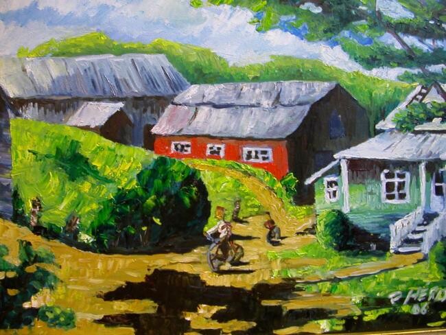 Painting titled "la ferme" by Pierre Héroux, Original Artwork