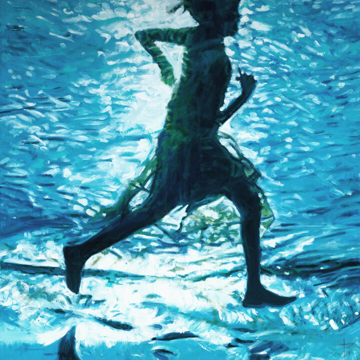 Pintura titulada "Light run girl II" por Pierre Riollet, Obra de arte original, Oleo Montado en Bastidor de camilla de madera