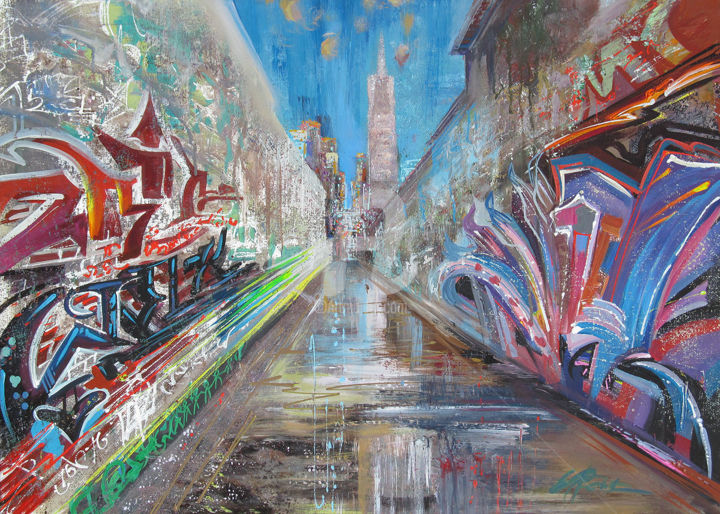Pintura titulada "city-vibes.jpg" por Elena Penkova, Obra de arte original, Acrílico