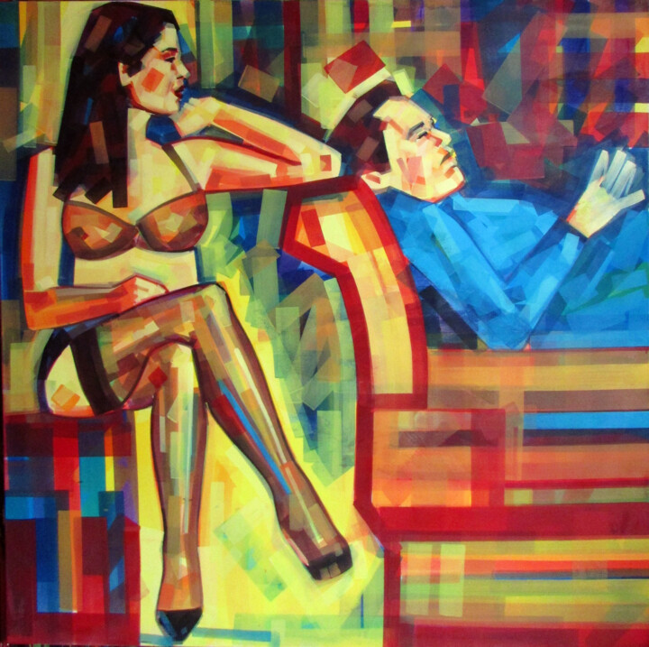 Painting titled "Lean on me" by Piotr Kachny, Original Artwork, Oil