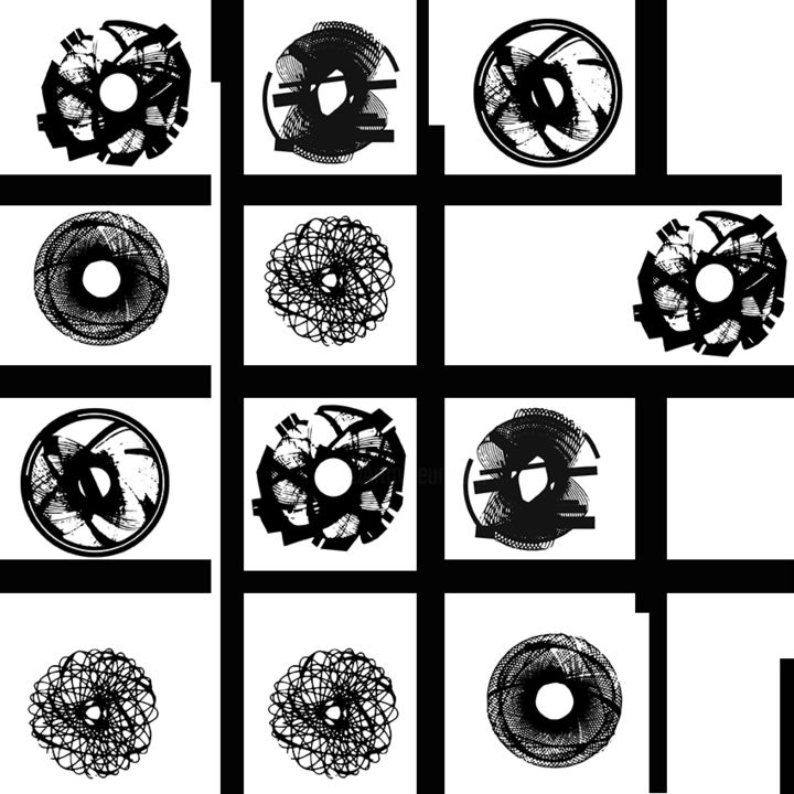 Printmaking titled "Electrical Circles" by Tatiana Pianida, Original Artwork, Screenprinting