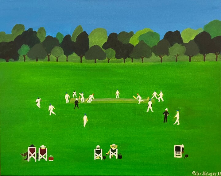 Malerei mit dem Titel "Cricket" von Peter Kruger, Original-Kunstwerk, Acryl