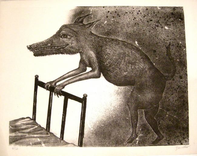 Printmaking titled "Lobito" by Demetrio Polgovsky, Original Artwork, Engraving