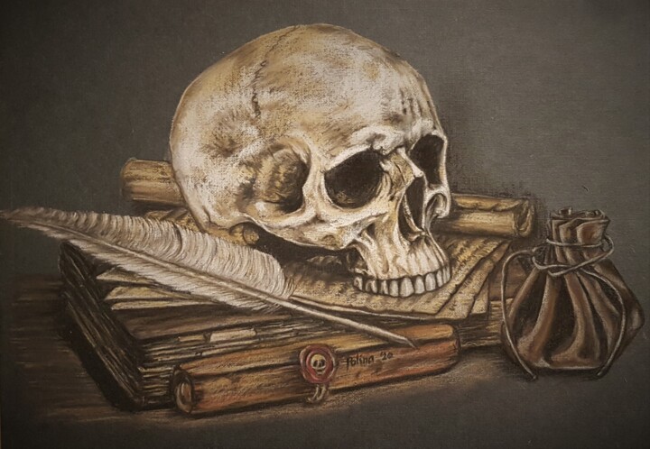 Drawing titled "Pirate's Table" by Polina Turgunova, Original Artwork, Pastel