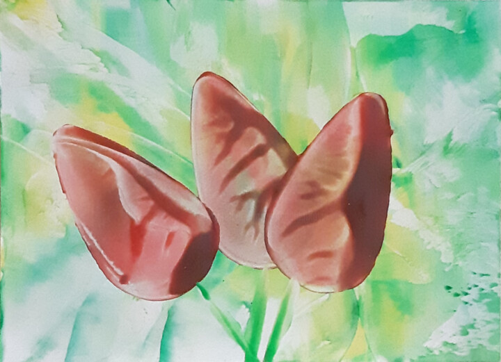 제목이 "Tulips ACEO 3 piece…"인 미술작품 Poly로, 원작, 밀랍