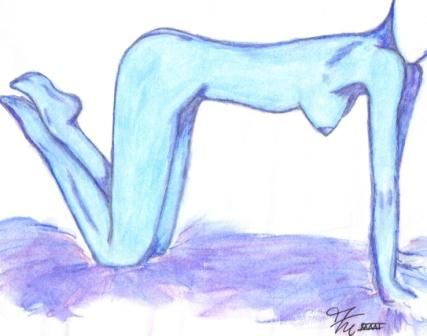 Картина под названием "woman in blue" - S Blazina, Подлинное произведение искусства, Масло