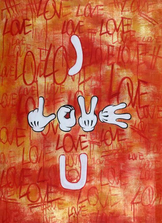 "I LOVE U" başlıklı Tablo Benjamin Popaz tarafından, Orijinal sanat, Petrol