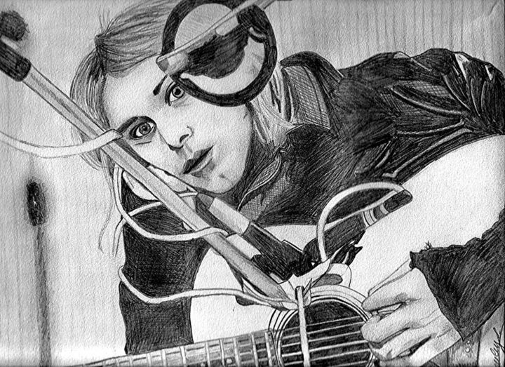 Drawing titled "Kurt Cobain" by Portraits De L'Âme, Original Artwork