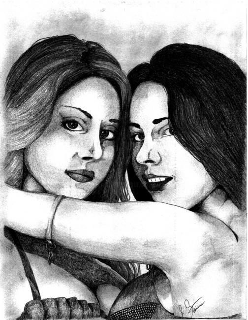 best friends drawings black and white