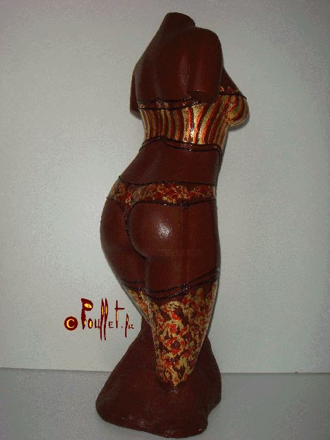 Peinture intitulée "Nu lingerie or   ré…" par Pouffet, Œuvre d'art originale, Acrylique