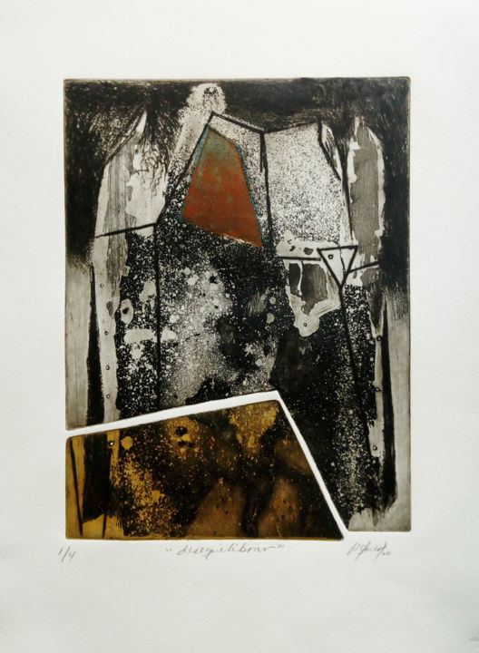Printmaking titled "desequilibrar" by Pablo Quert, Original Artwork, Etching