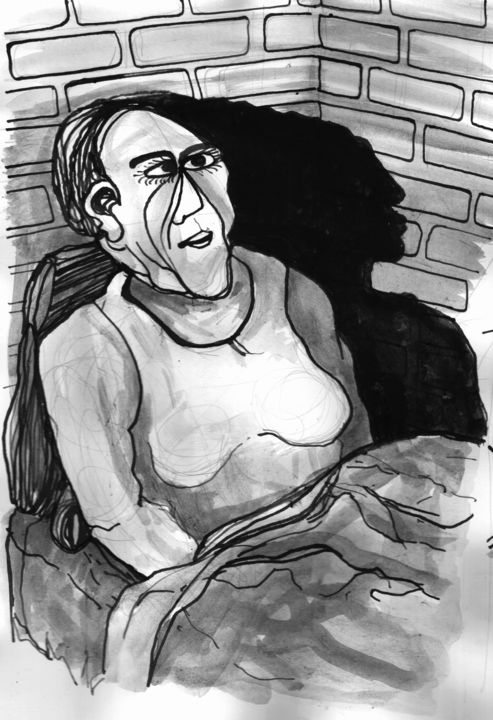 Drawing titled "Insomnio - insomnia" by Juan Britos, Original Artwork, Ink