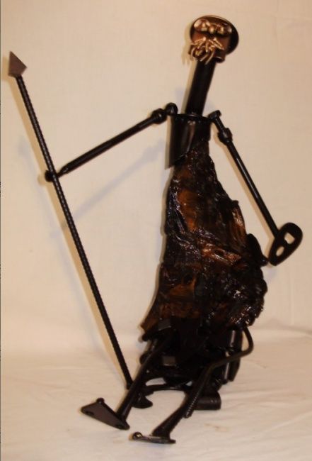 Sculpture intitulée "Dom Quixote Sentado…" par Prieto Crivelle, Œuvre d'art originale, Métaux