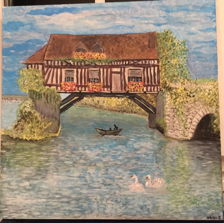 Peinture intitulée "Le moulin de vernon" par Priss De Nice, Œuvre d'art originale, Acrylique