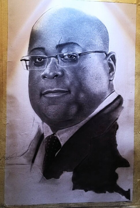 Dessin intitulée "Félix tshisekedi ts…" par Prodige Art, Œuvre d'art originale, Fusain