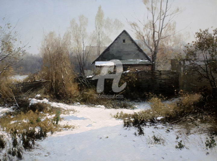 Malerei mit dem Titel "Winter" von Yuri Pryadko, Original-Kunstwerk, Öl