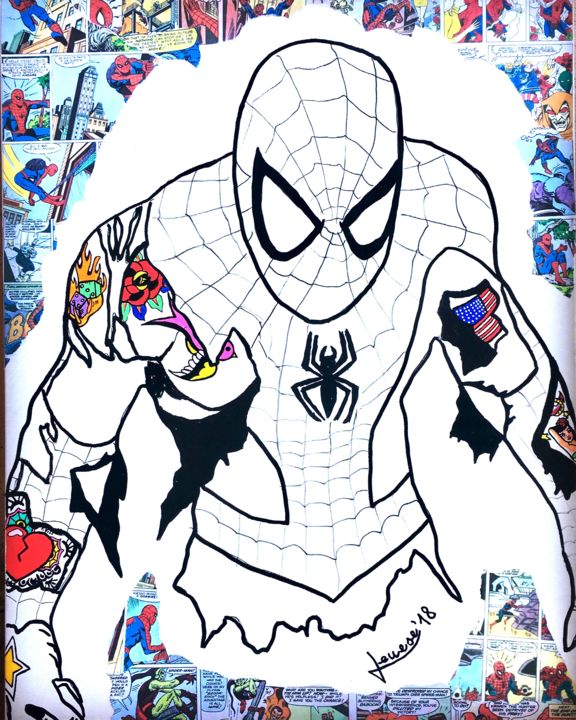Painting titled "THE AMAZING SPIDERM…" by Paolo Senese, Original Artwork, Acrylic