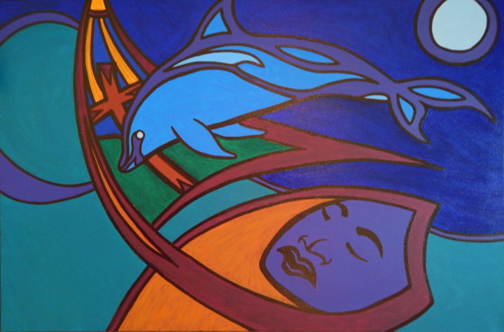 Painting titled "Dolphin" by Richard J. Bond, Original Artwork, Oil