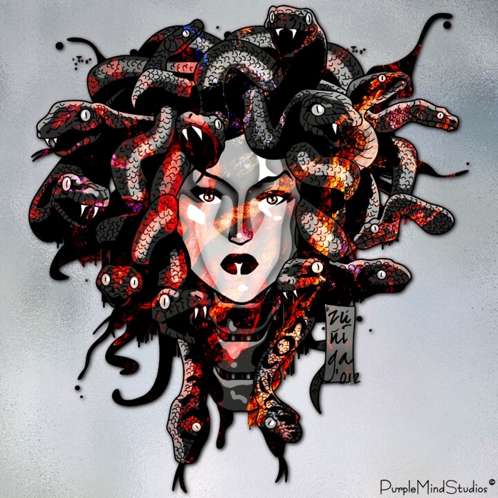 Digital Arts titled "Medusa Version 4 of…" by Purplemindstudios, Original Artwork, Digital Painting