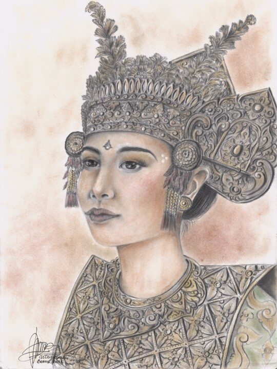 Zeichnungen mit dem Titel "The Dancer - Baline…" von Putu D. Sachslehner (ARTNYASWARI), Original-Kunstwerk, Pastell