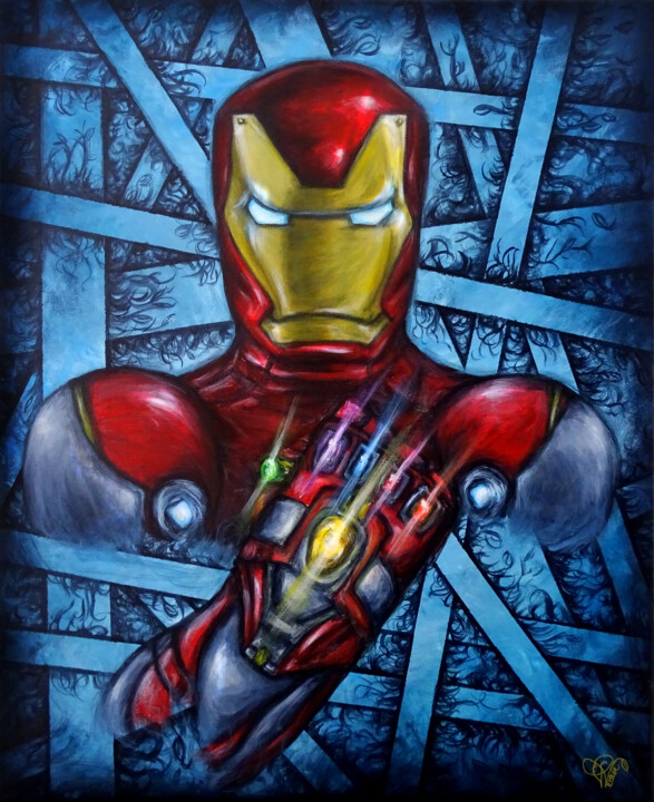 Painting titled "Tableau Iron Man -…" by Pvettese, Original Artwork, Acrylic