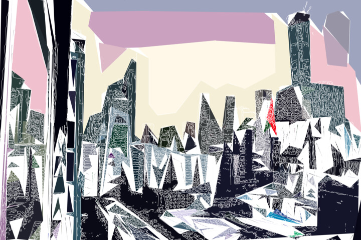 「Cityscape」というタイトルのデジタルアーツ Pwa Studioによって, オリジナルのアートワーク, デジタル絵画